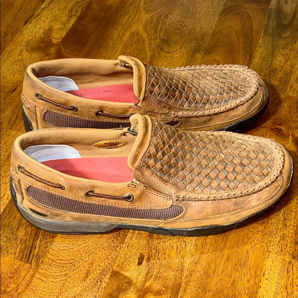 Twisted X  men’s Tan Woven Slip-On Loafers